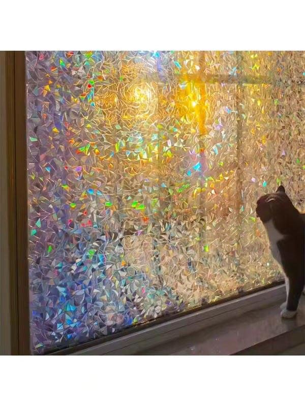 1 Roll Self-Adhesive PVC Colored Glass Static Window Film For Bathroom And Toilet Floor Windows, Waterproof, Moisture-Proof, UV-Resistant, Suitable For Living Room Home Decor Window Privacy Film