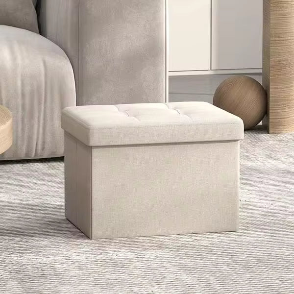 SONGMICS Collection - Small Folding Storage Ottoman, Foot Rest Stool, 12.2 X 16.1 X 12.2 Inches, 286 Lb Load Capacity, For Living Room, Bedroom, Home Office, Dorm