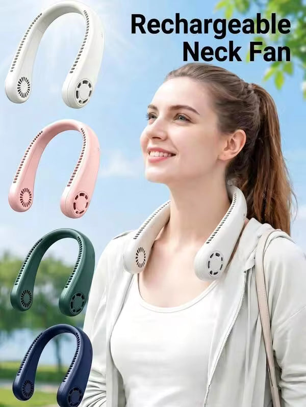 Portable Neck Fan Air Conditioner Cooling Fan, Outdoor Use, Summer Travel Essential, Camping Essential, Cruise Essential, Beach Essential, 800mAh, Hands-Free